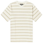 Monitaly Men's Japanese Cotton Stripe T-Shirt in Natural Stripe