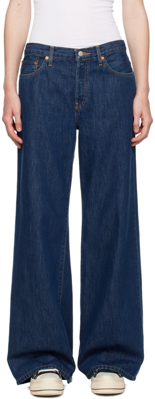 Photo: Re/Done Indigo Mid Rise Palazzo Jeans