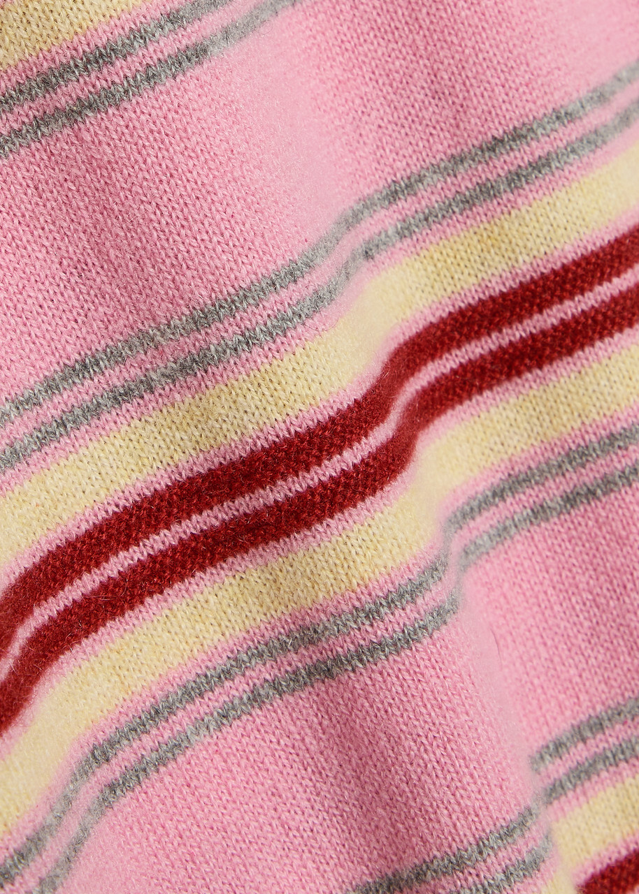 Guest In Residence Collegiate Striped Cashmere Polo top Pink