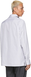 Lemaire White Stripe Convertible Collar Shirt