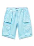 SAIF UD DEEN - Straight-Leg Cold-Dyed Cotton-Jersey Drawstring Cargo Shorts - Blue