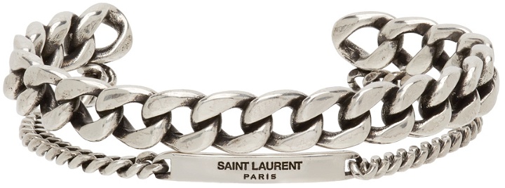Photo: Saint Laurent Silver Gourmette Cuff Bracelet