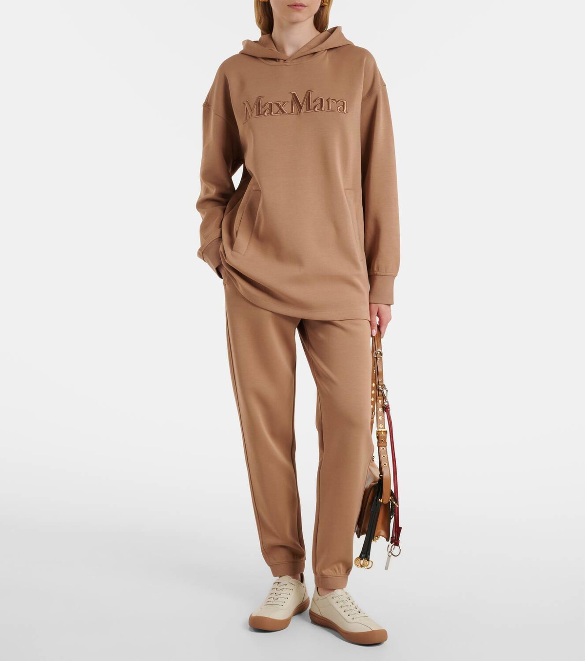 'S Max Mara Logo embroidered cotton-blend hoodie