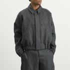 Sage Nation Men's Wool Jiji Jacket in Dark Grey Herringbone