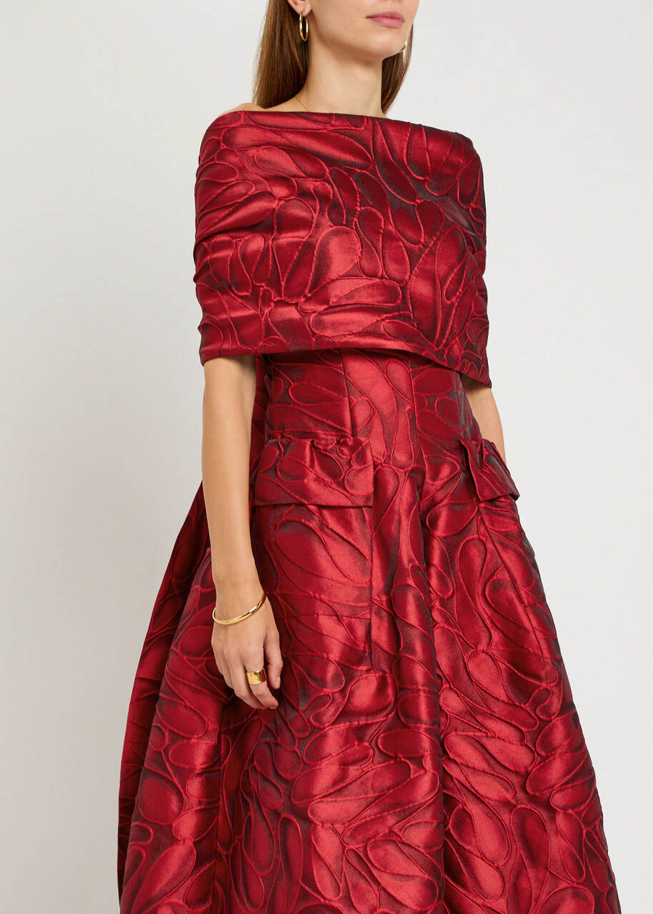 Talbot Runhof Patterned-jacquard Woven Stole - Red - One Size
