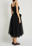 Simone Rocha Bow-appliquéd Tulle Midi Dress Black