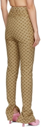 BONBOM Beige Monogram Slit Bottom Jeans