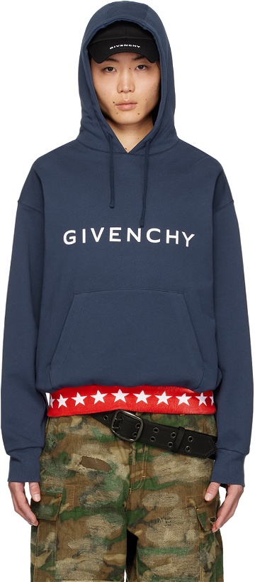 Photo: Givenchy Navy Dropped Shoulder Hoodie