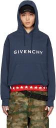 Givenchy Navy Dropped Shoulder Hoodie