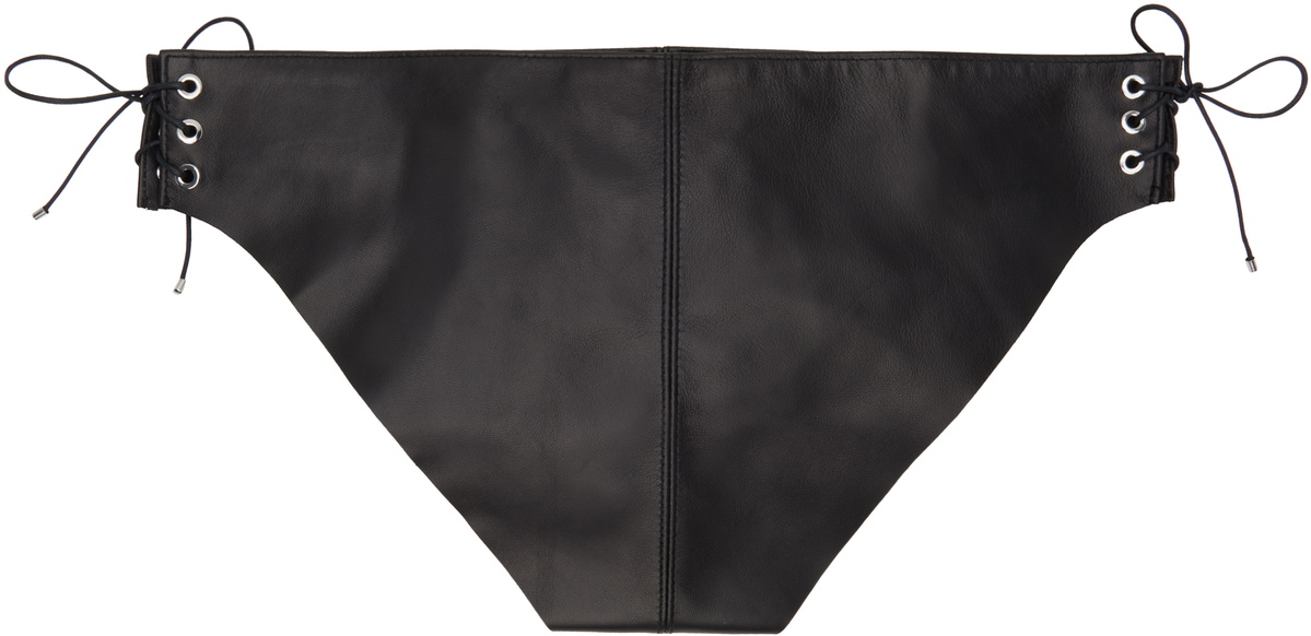 Ludovic de Saint Sernin Black Side Laced Leather Briefs