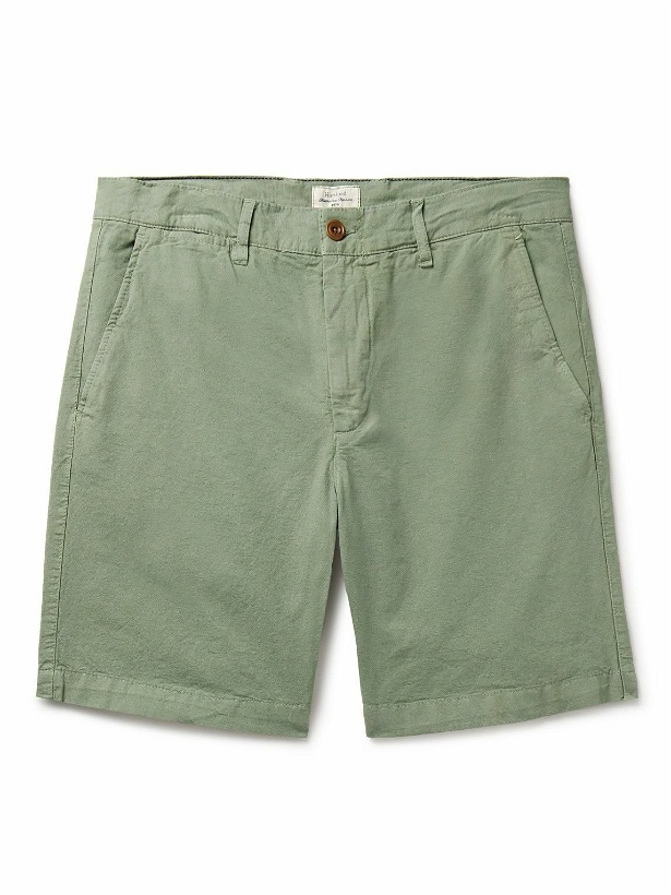 Photo: Hartford - Byron Slim-Fit Straight-Leg Garment-Dyed Cotton and Linen-Blend Shorts - Green