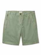Hartford - Byron Slim-Fit Straight-Leg Garment-Dyed Cotton and Linen-Blend Shorts - Green