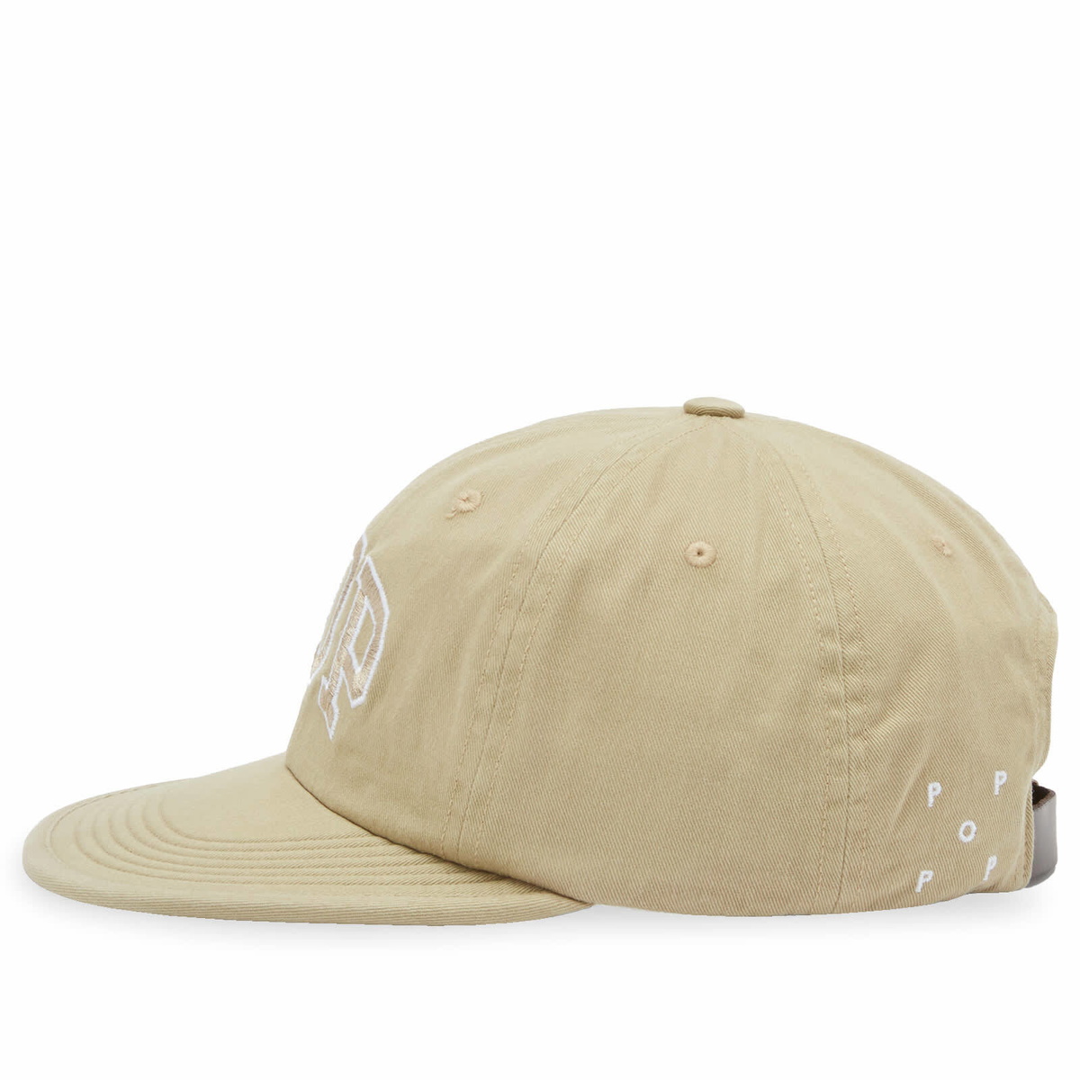 Pop Trading Company Men's Arch Logo Flexfoam 6 Panel Cap in White Pepper 