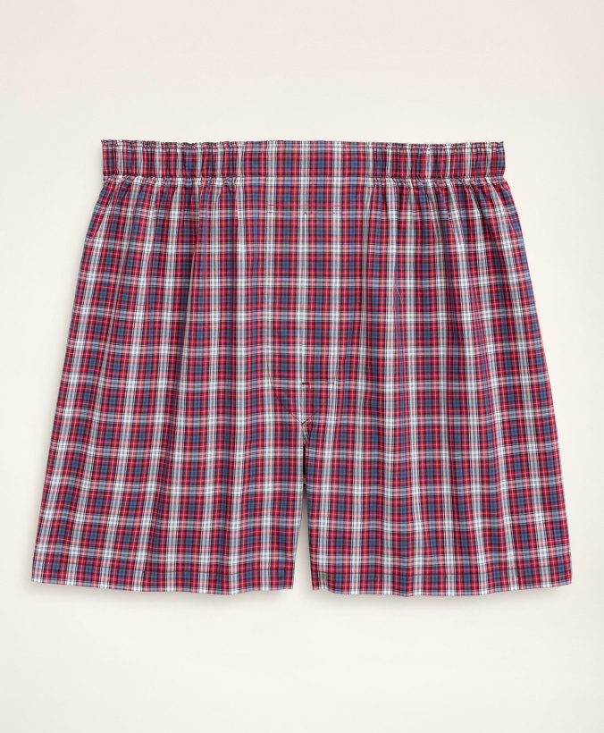 Photo: Brooks Brothers Men's Cotton Broadcloth Plaid Boxers | Blue/Red