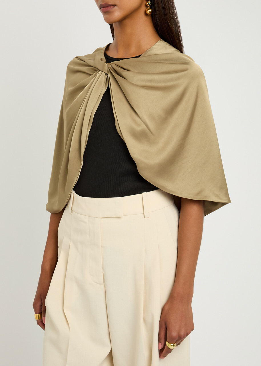 BY Malene Birger Pinlos Twisted Satin Scarf - Beige - One Size