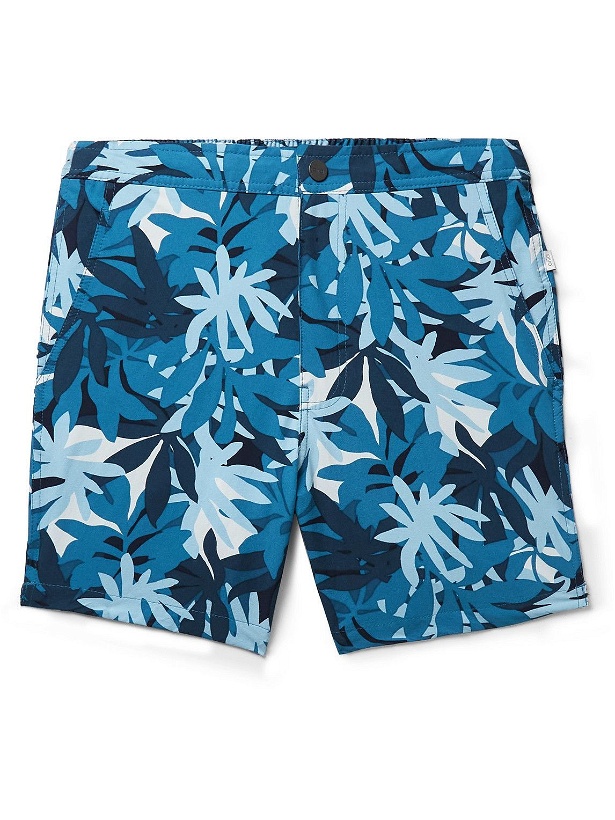 Photo: Onia - Calder Straight-Leg Mid-Length Printed Swim Shorts - Blue