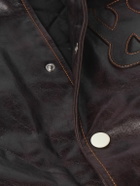 Wales Bonner - Prince Logo-Appliquéd Padded Leather Varsity Jacket - Brown