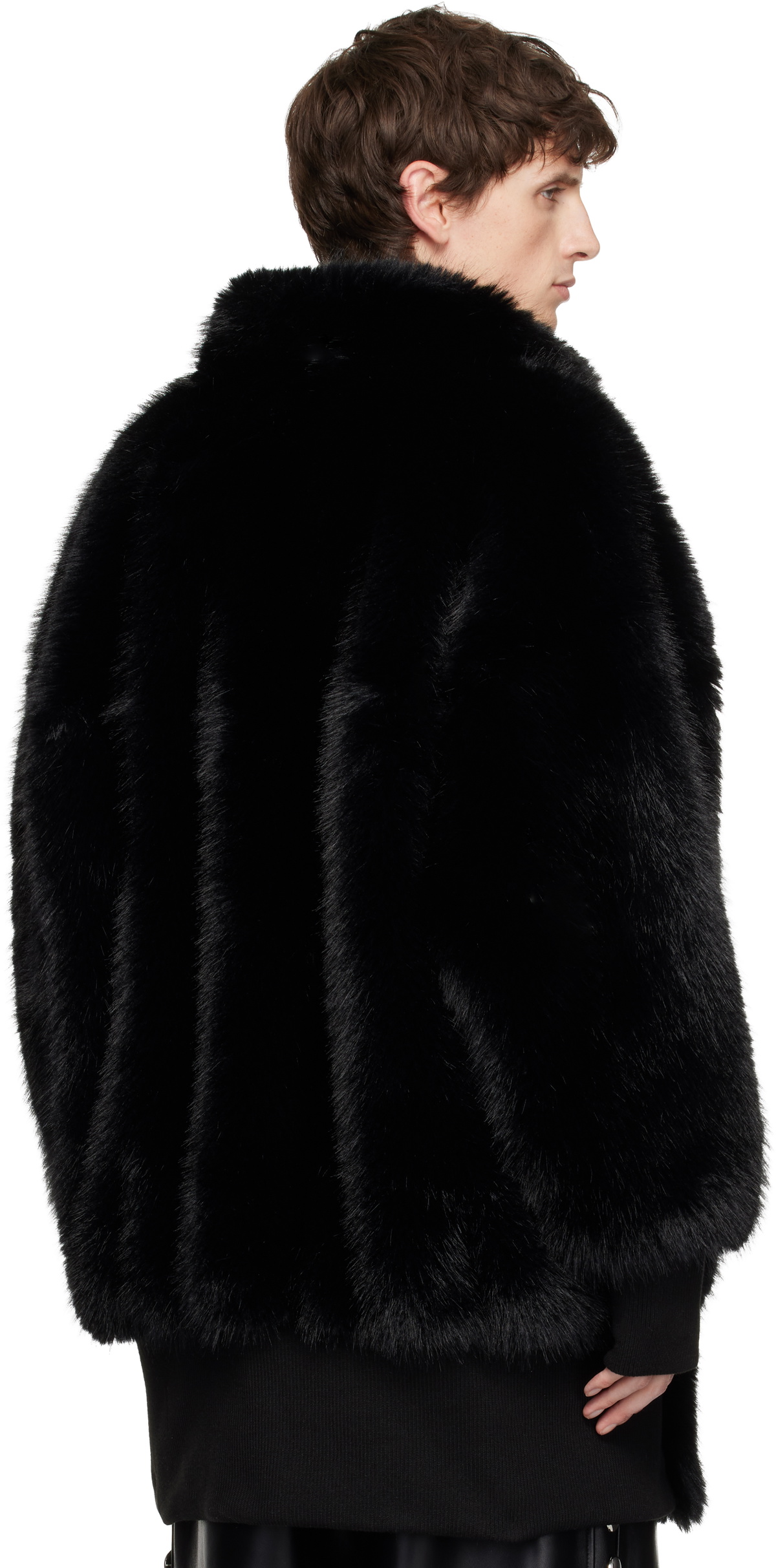 VAQUERA Black Faux-Fur Bomber Coat