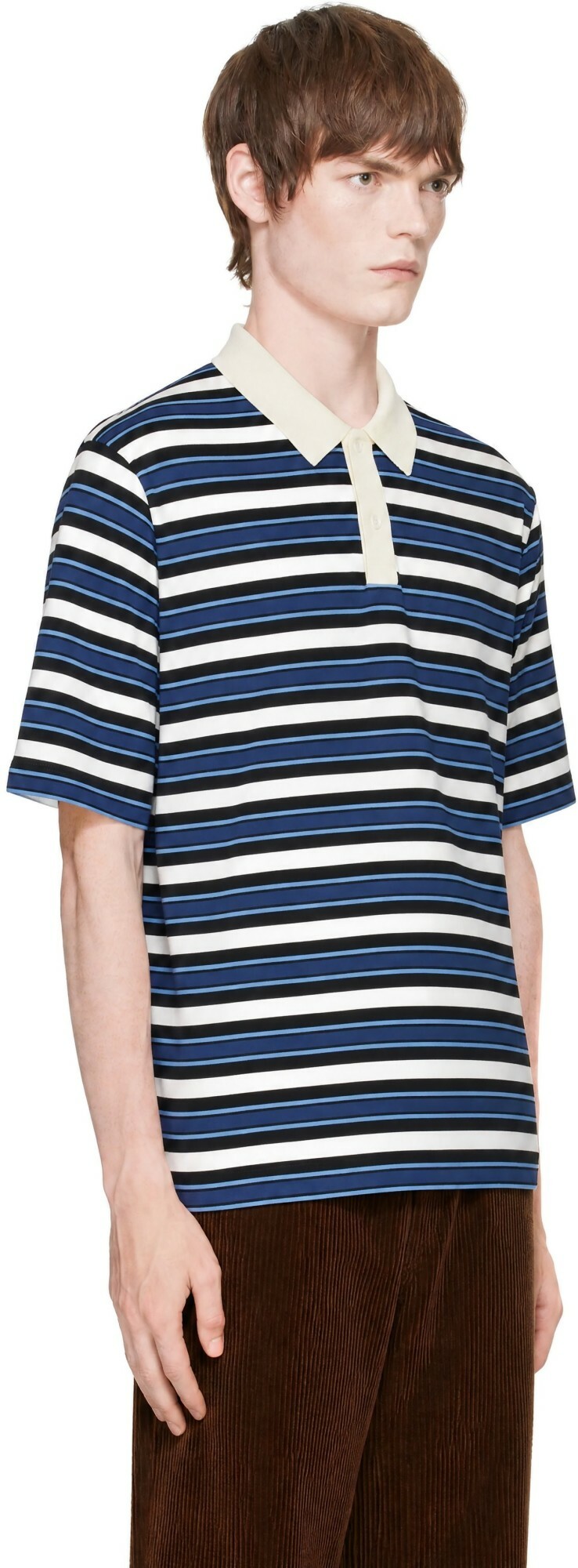 Marni Black & Blue Stripe Polo