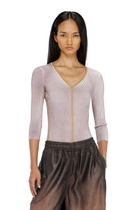 Diesel Ribbed V-neck jumper with contrast bands - T-Shirts Womens in Violet
