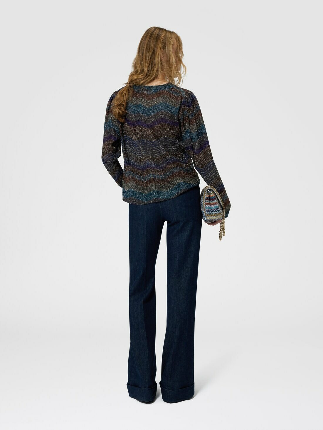 Missoni - Viscose lamé sweater with wave motif, Women, Multicoloured