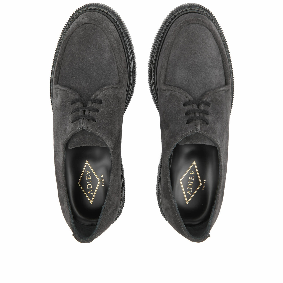 靴 adiev type124 classic derby Adieu Men's Type 124 Classic Suede Derby in Charcoal/Asphalt