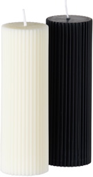 BLACK BLAZE Black & White Wide Column Pillar Party Candle Set