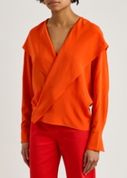 Petar Petrov The Soul Hooded Silk-chiffon Wrap Blouse Red