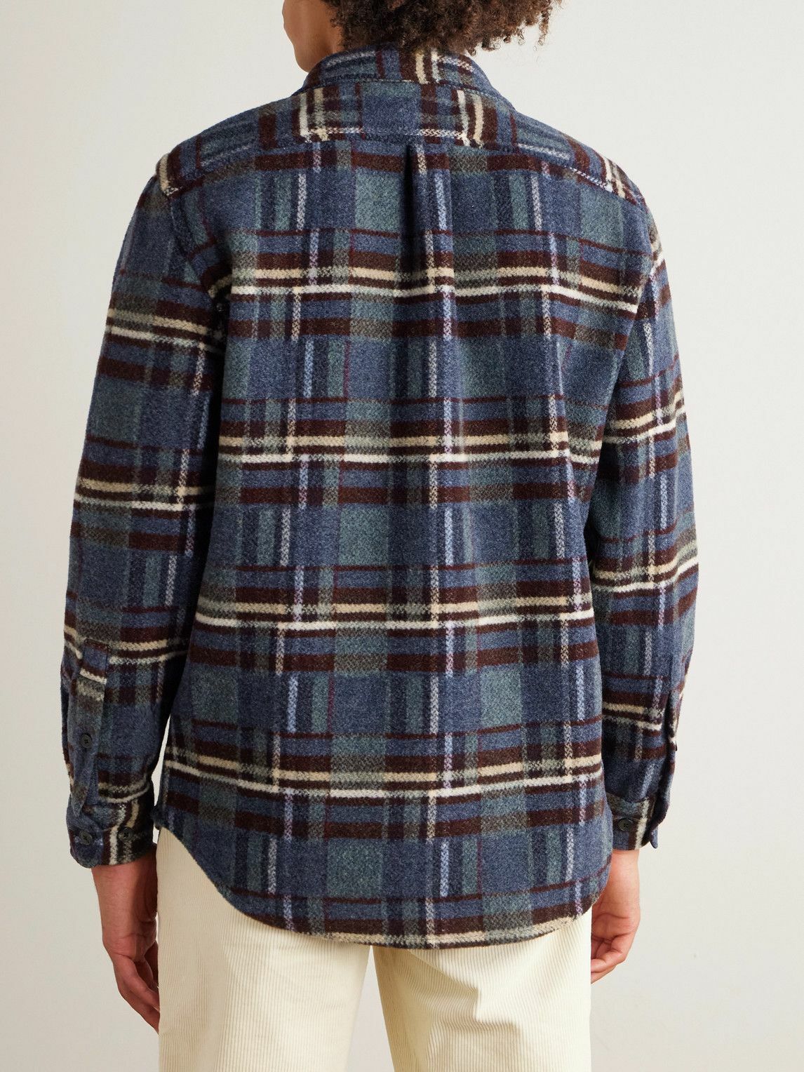 Portuguese Flannel - Virgo II Checked Merino Wool Overshirt - Blue
