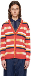 Maison Kitsuné Red Striped Cardigan