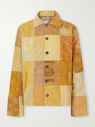 Kartik Research - Vintage Kantha Patchwork Quilted Cotton-Voile Jacket - Yellow