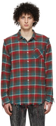 R13 Red & Blue Shredded Seam Shirt