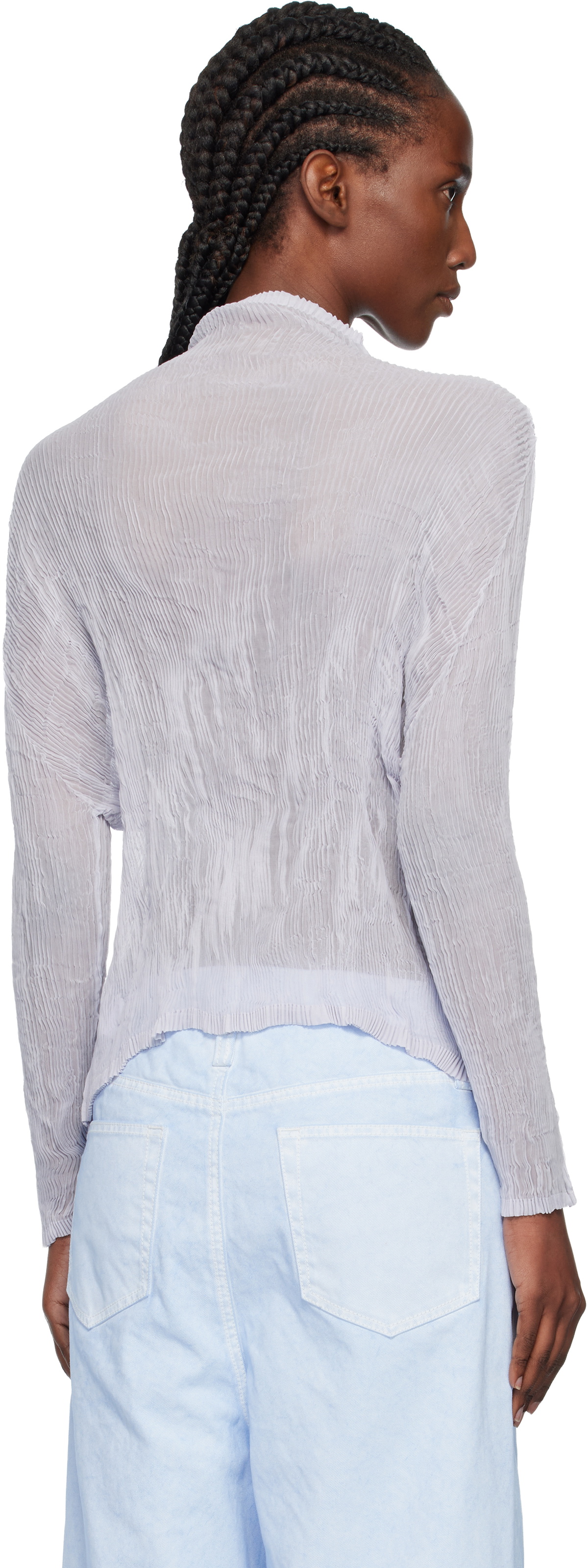 ISSEY MIYAKE Purple Chiffon Twist Cardigan
