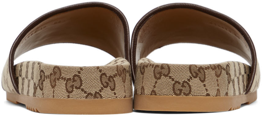 Gucci Beige Canvas GG Slide Sandals Gucci