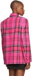AREA Pink Check Heart Cut-Out Blazer
