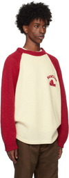 RICE NINE TEN Red & Beige Hand Knitted Raglan Sweater