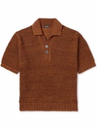 Zegna - Open-Knit Cotton, Linen, Silk and Cashmere-Blend Polo Shirt - Brown
