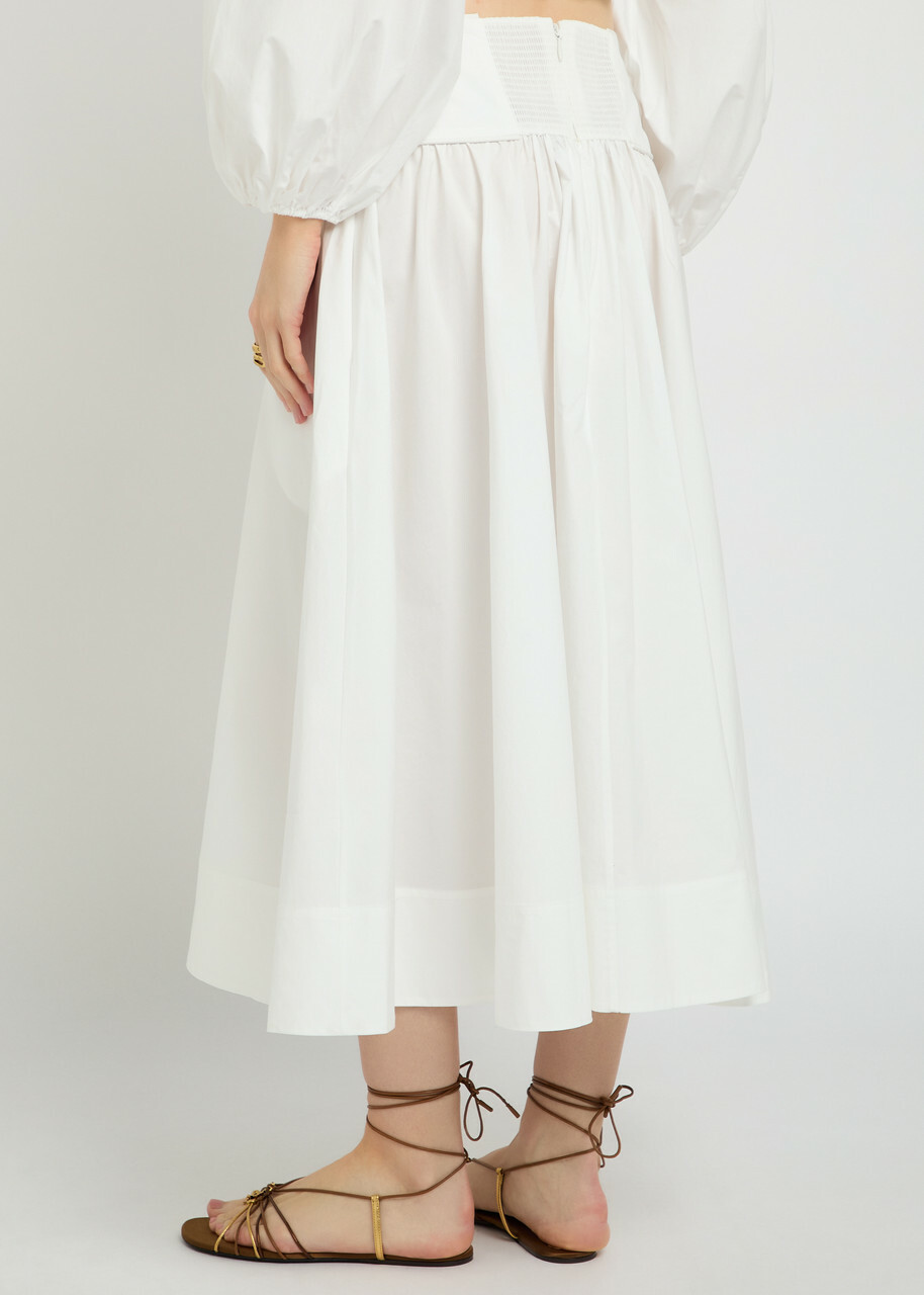 Zimmermann Gathered Cotton-poplin Midi Skirt Ivory