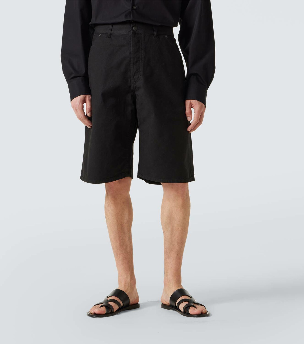 Saint Laurent Mid-rise cotton twill Bermuda shorts