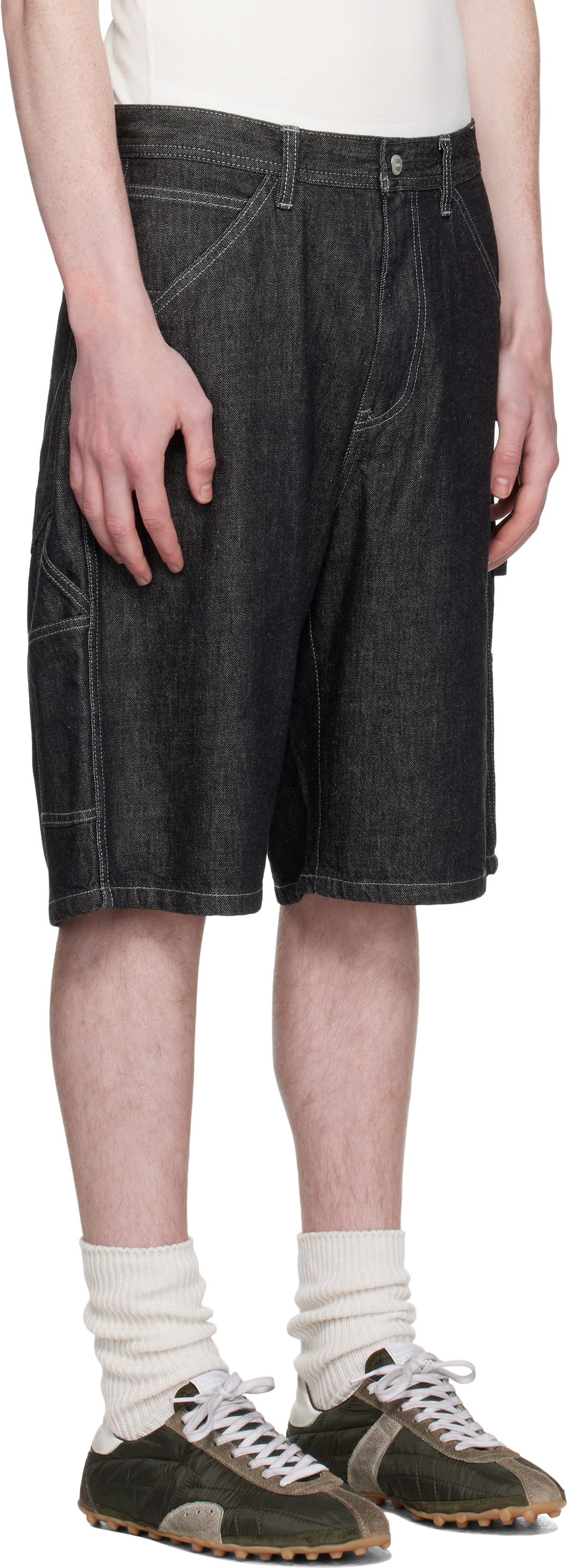 Neighborhood Black Painter Denim Shorts