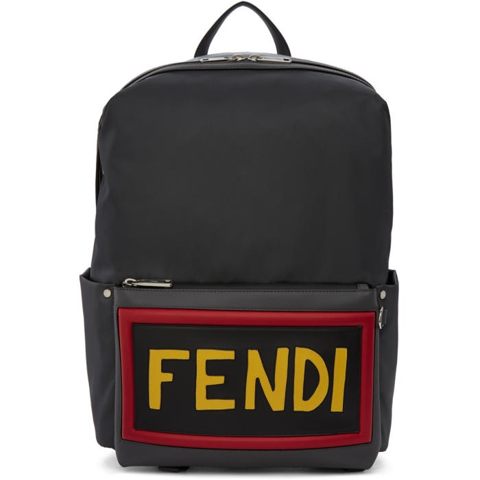 Photo: Fendi Grey Nylon and Leather Logo Backpack
