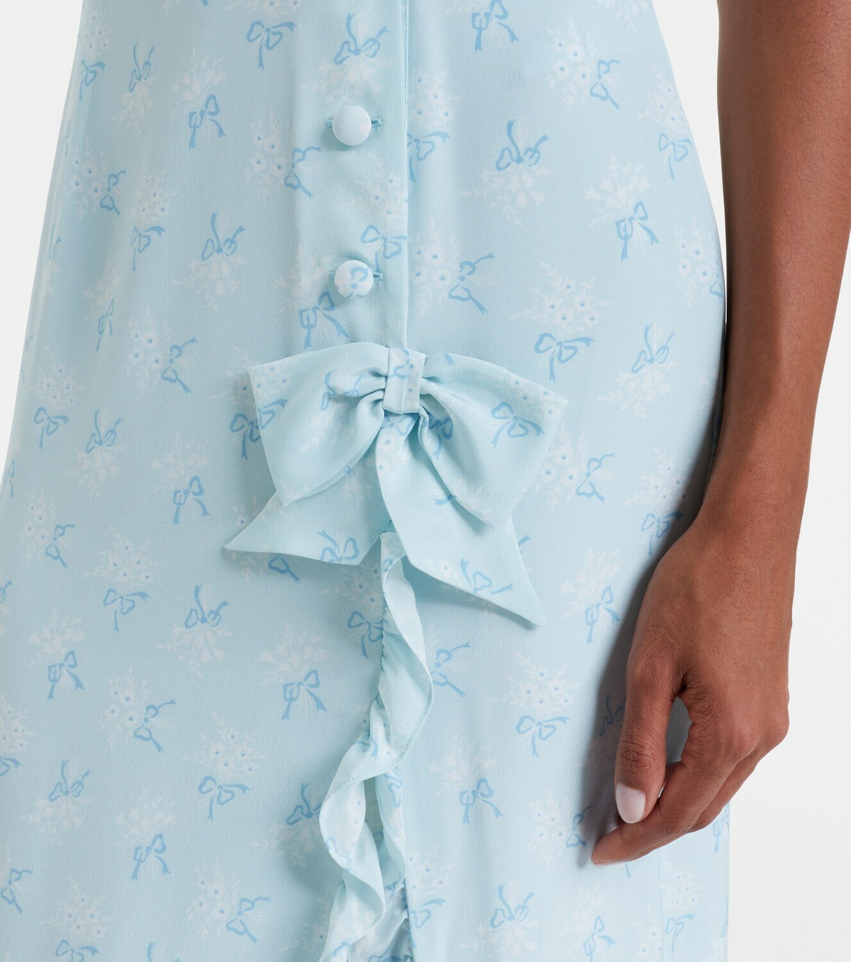 Alessandra Rich Ruffled bow-detail silk maxi dress