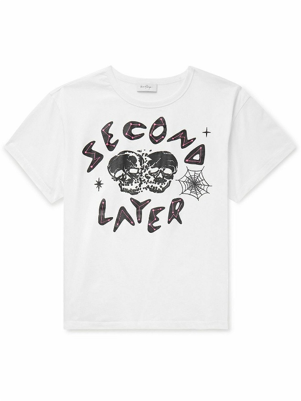 Photo: SECOND / LAYER - Skull Crush Printed Cotton-Jersey T-Shirt - White