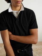 SAINT LAURENT - Logo-Embroidered Cotton-Blend Piqué Polo Shirt - Black