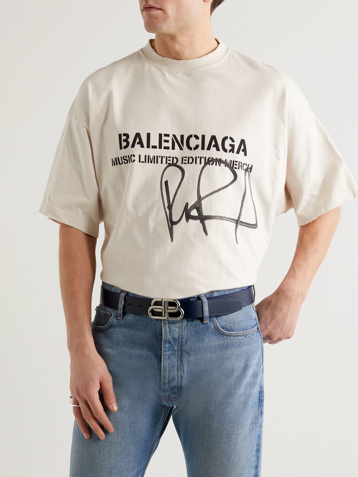 Balenciaga - 3.5cm Logo-Embellished Leather Belt - Blue Balenciaga