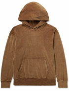 Les Tien - Garment-Dyed Cotton-Blend Velour Hoodie - Brown