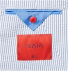 Isaia - Slim-Fit Striped Cotton-Seersucker Blazer - Blue
