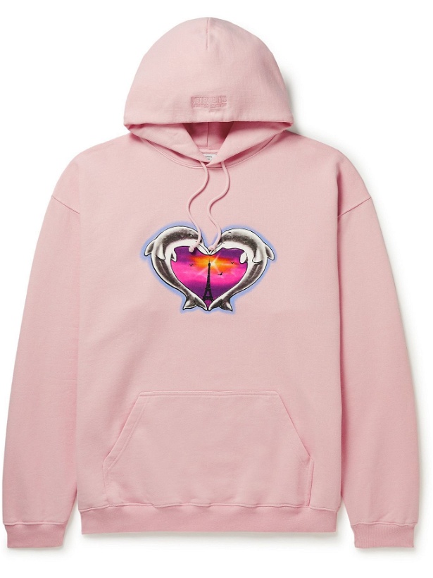 Photo: VETEMENTS - Oversized Printed Cotton-Blend Jersey Hoodie - Pink