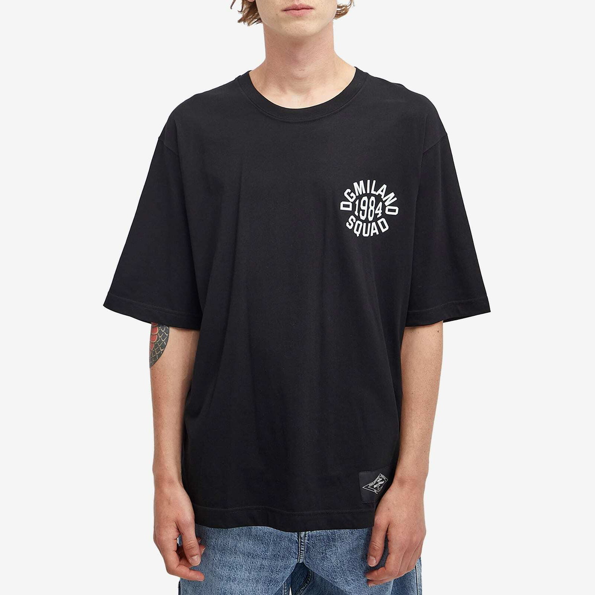 【送関込】Dolce & Gabbana College Logo T-Shirt Dolce & Gabbana Men's Chest College Logo T-Shirt in Black