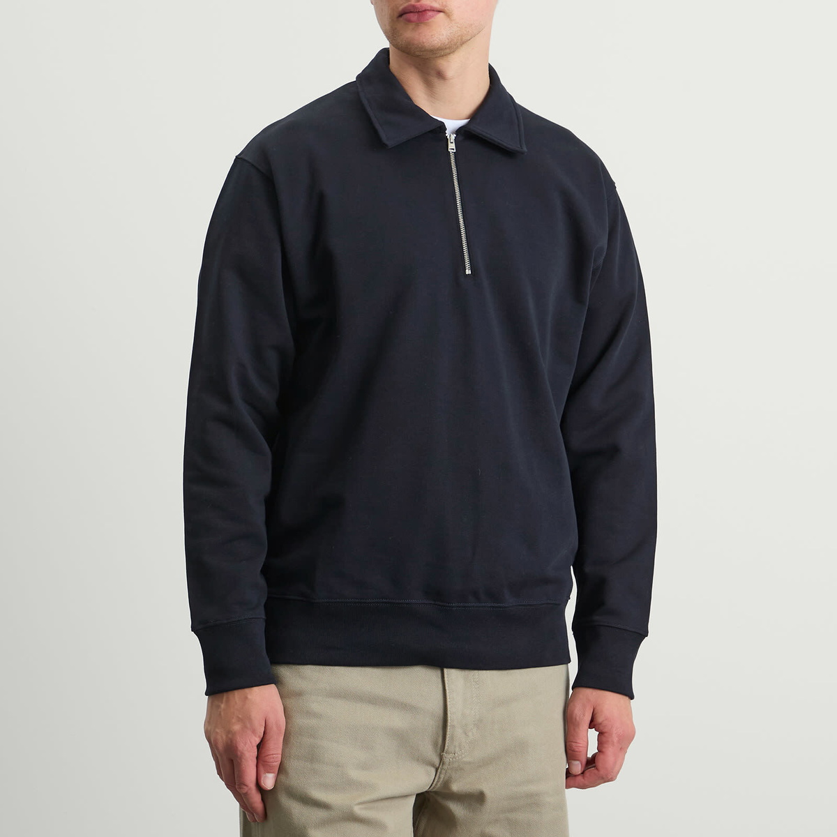 Norse Projects Men's Norse Standard Half Zip Sweatshirt in Dark Navy